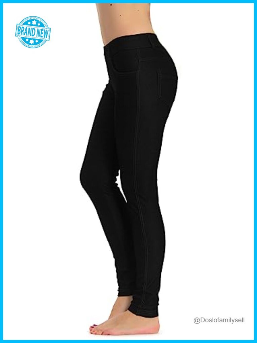 Women's Jeggings Slimming Pull-On Leggings with Pockets Belt Loops Mid Rise